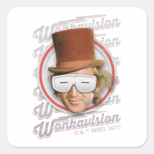 Sticker Carré Willy Wonka dans les lunettes de Wonkavision (Devant)