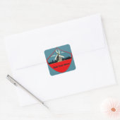 Sticker Carré Windmill Red Round Ajouter un texte (Enveloppe)