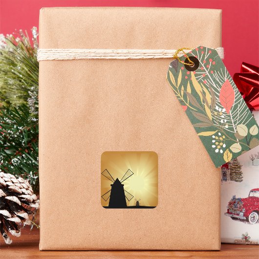 Sticker Carré Windmills Sunrise