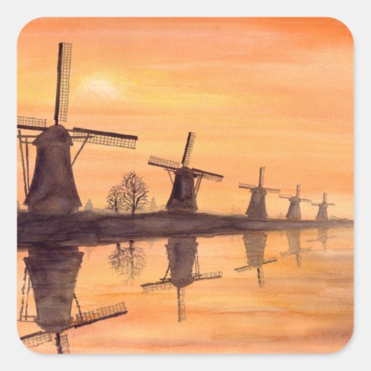Sticker Carré Windmills Sunset (Devant)