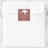 Sticker Carré Wine Red et White Kangaroo Adresse (Sac)