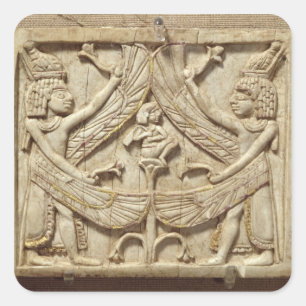 Sticker Carré Winged genii, Assyrian Period, c.750 BC (ivory)