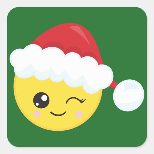Sticker Carré Winking Santa Hat Emoji (Devant)