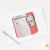 Sticker Carré Winston Churchill, Réimpression de l'affiche de Br (Enveloppe)