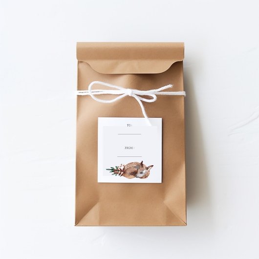 Sticker Carré Winter Deer Simple Holiday