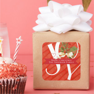 Sticker Carré Winter Greens Red Joy Noël Holiday