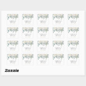 Sticker Carré Winter Roses White Gold Floral Wedding  (Feuille)