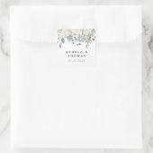 Sticker Carré Winter Roses White Gold Floral Wedding  (Sac)