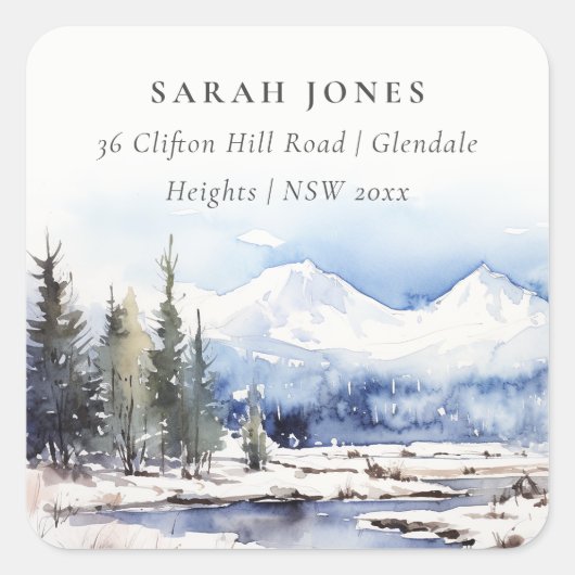 Sticker Carré Winter Snow Mountain Ski Landcape Adresse : (Devant)