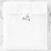 Sticker Carré Winter Snowman Christmas To From Customizable  (Sac)