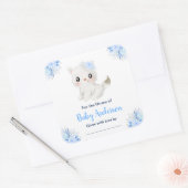 Sticker Carré Winter Wonderland Cat Baby Shower Bookplate (Enveloppe)