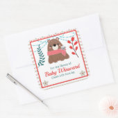 Sticker Carré Winter Woodland Bear Baby Library Plaque d'accueil (Enveloppe)