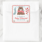Sticker Carré Winter Woodland Bear Baby Library Plaque d'accueil (Sac)