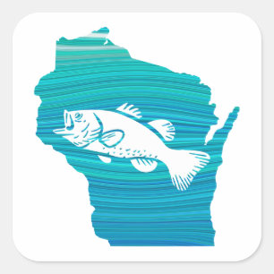 Sticker Carré Wisconsin Wisconsin Pêche