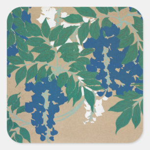 Sticker Carré Wisteria Kamisaka Sekka japan painting art canvas