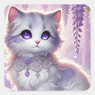 Sticker Carré Wisteria Princess Chat Fermer