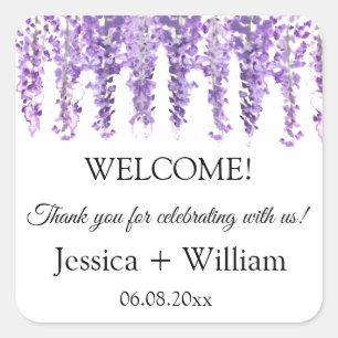 Sticker Carré Wisteria Purple Floral Bride et Mariage de chambre