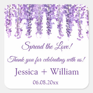 Sticker Carré Wisteria Purple Floral Bride et Mariage de chambre