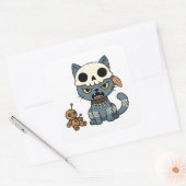 Sticker Carré Witch Cat Voodoo Doll (Enveloppe)