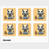 Sticker Carré Witch Cat Voodoo Doll on Yellow (Feuille)