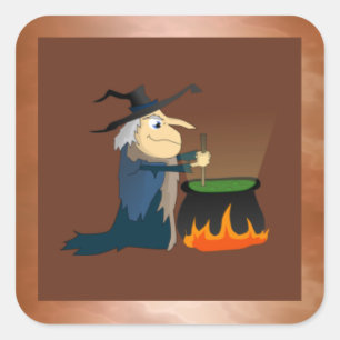 Sticker Carré Witch et Cauldron
