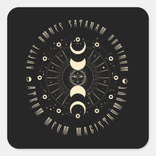 Sticker Carré Witchcraft Gothique Géométrique Soleil Noir Magie