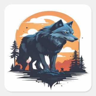 Sticker Carré Wolf 06