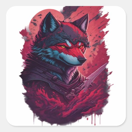 Sticker Carré Wolf 13 (Devant)