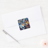 Sticker Carré Wolf and Owl Vibrant and Colorful (Enveloppe)
