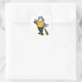 Sticker Carré Wolf au baseball avec batte de baseball (Sac)