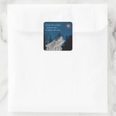 Sticker Carré Wolf Howling à la Lune (Sac)