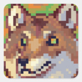 Sticker Carré Wolf pixelart, Pixel Art (Devant)
