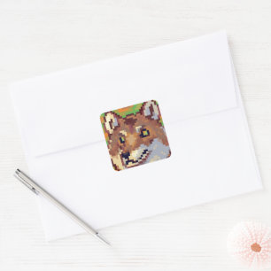 Sticker Carré Wolf pixelart, Pixel Art