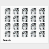 Sticker Carré Wolf Portrait noir blanc (Feuille)