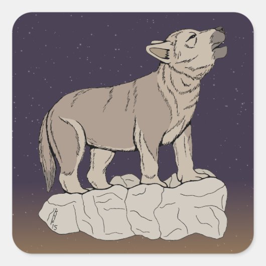 Sticker Carré Wolf Pup Howling (Devant)