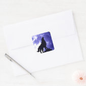 Sticker Carré Wolf Silhouette & Pleine lune (Enveloppe)