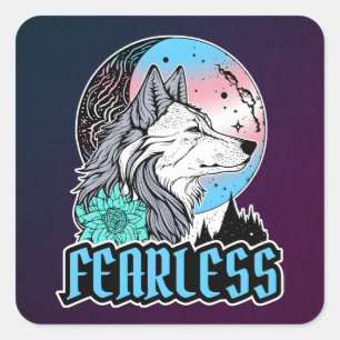 Sticker Carré Wolf Under the Moon in Transgender - Couleurs du d