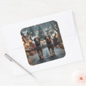 Sticker Carré Wolfhound Dogs Christmas Snow Holiday (Enveloppe)