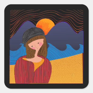 Sticker Carré Woman News