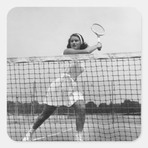 Sticker Carré Woman playing tennis
