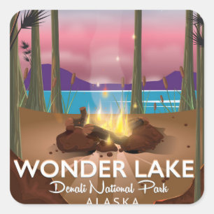 Sticker Carré Wonder Lake, parc national Denali Alaska