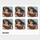 Sticker Carré Wonder Woman Bombshell Name Graphic (Feuille)
