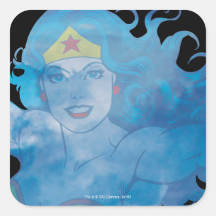 Sticker Carré Wonder Woman Ciel bleu Silhouette