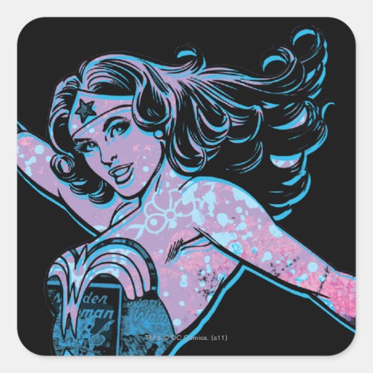 Sticker Carré Wonder Woman Pose colorée (Devant)