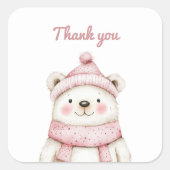 Sticker Carré Wonderland White Bear Merci (Devant)