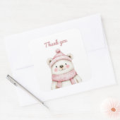 Sticker Carré Wonderland White Bear Merci (Enveloppe)