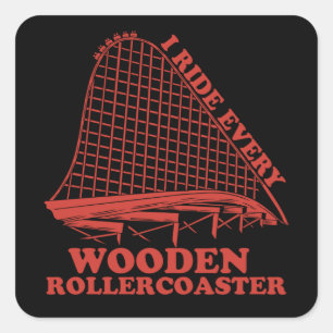 Sticker Carré Wooden Rollercoaster Amusement Park Cadeau
