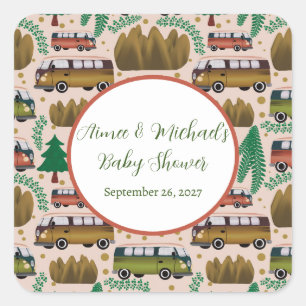 Sticker Carré Woodland Camper Baby Girl Douche