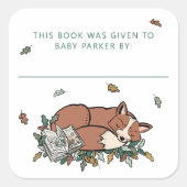 Sticker Carré Woodland Fox Storybook Baby Bookplaques (Devant)