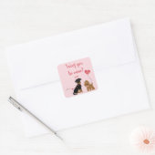 Sticker Carré Woof You Be Mine Valentine Dogs (Enveloppe)